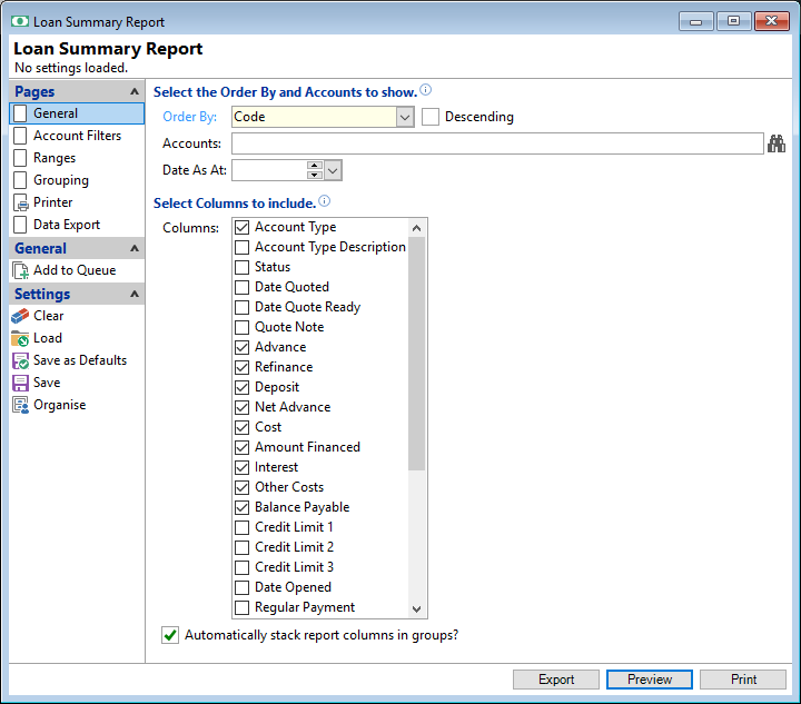 Reports, Account Summary Report