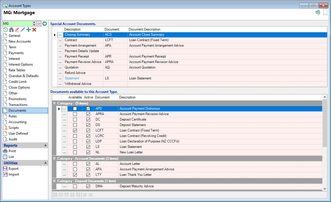 Account Type, Floating Rate Loan, Documents