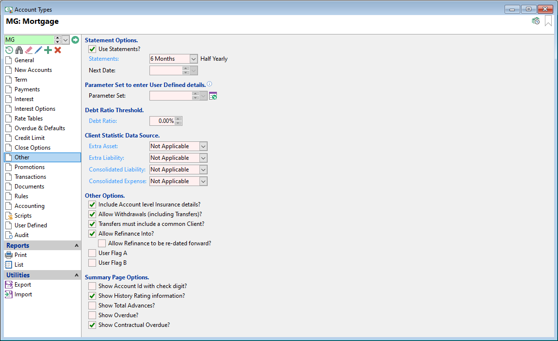 Account Type Form, Floating Rate Loan, Other