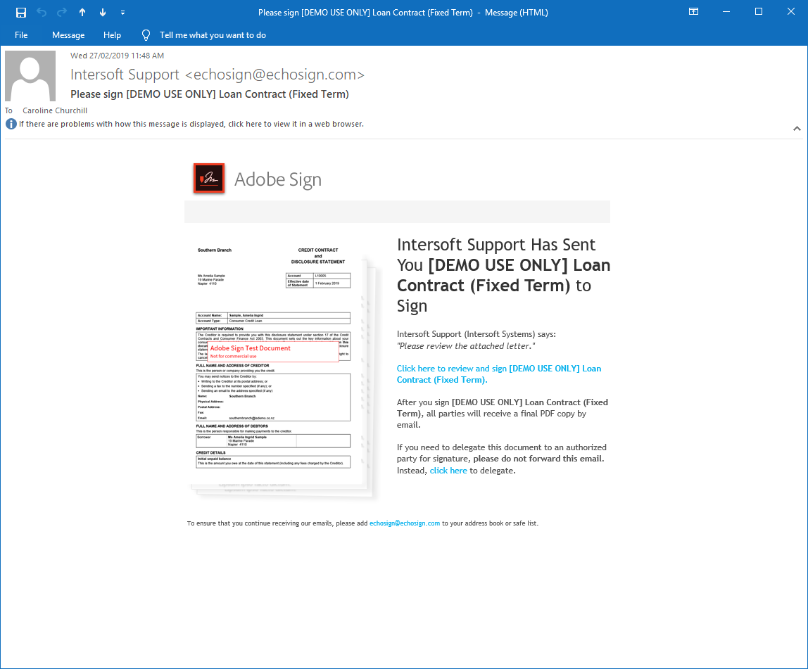 Adobe Sign - Email to Client
