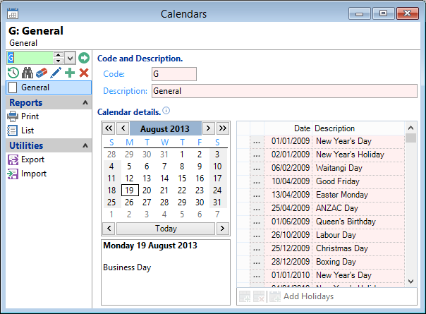 Calendars, General