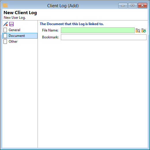 Client, Log New, Document Page