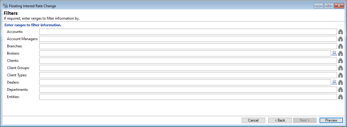 Interest Rate Change, Filters