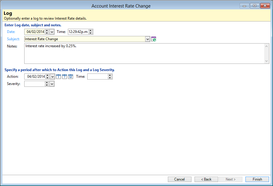 Account Floating Interest Rate Change, Log