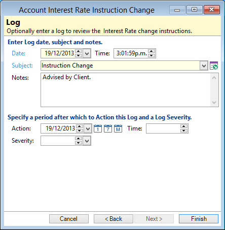 Interest Rate Change Instructions, Create a log