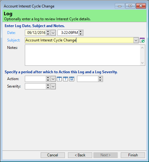 Interest Cycle Change, Create Log