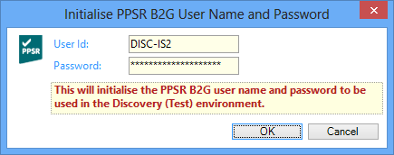 PPSR B2G Initialise PPSR B2G Password