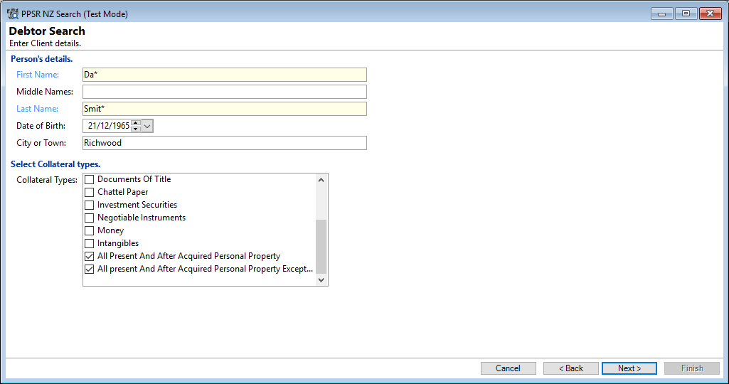 PPSR NZ Search, Debtor Person 2