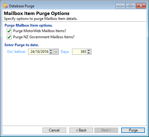 Purge Database, Purge Mailbox Items NZ