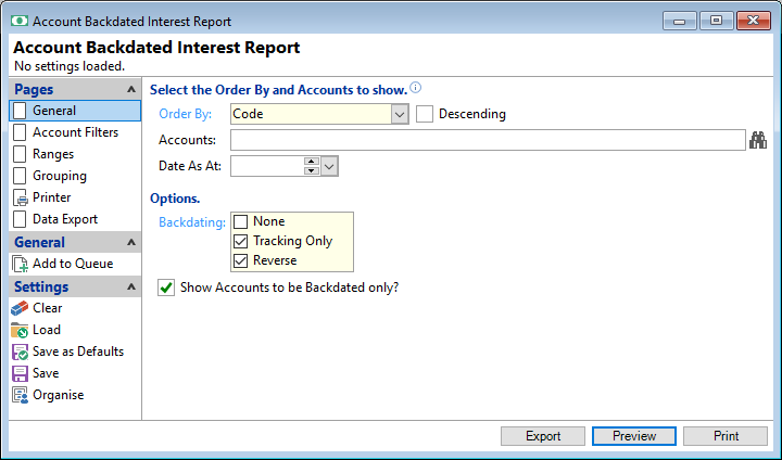 Reports, Account Backdated Interest