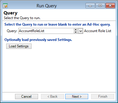 Run Query Select the Query to run