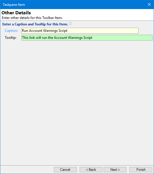Taskpane - Other Details - Run a Script