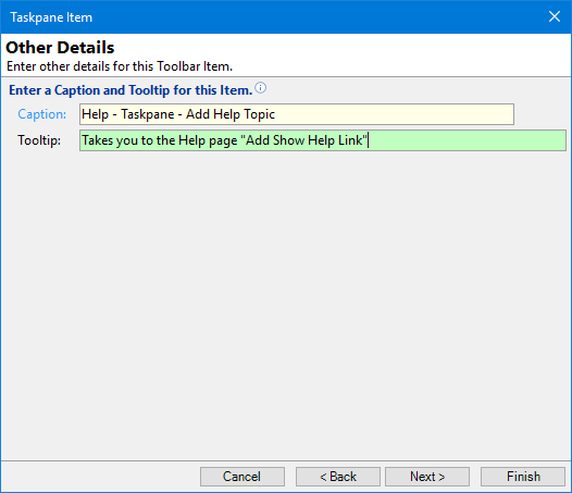 Taskpane - Other Details - Show Help