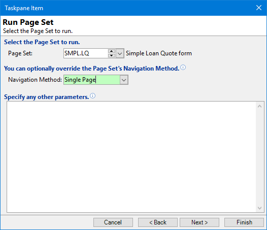 Taskpane - Run a Page Set