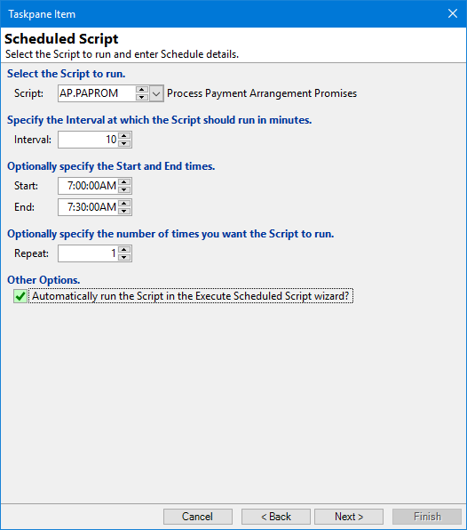 Taskpane Item, Schedule a Script