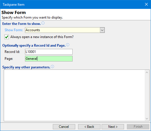 Taskpane - Show Form