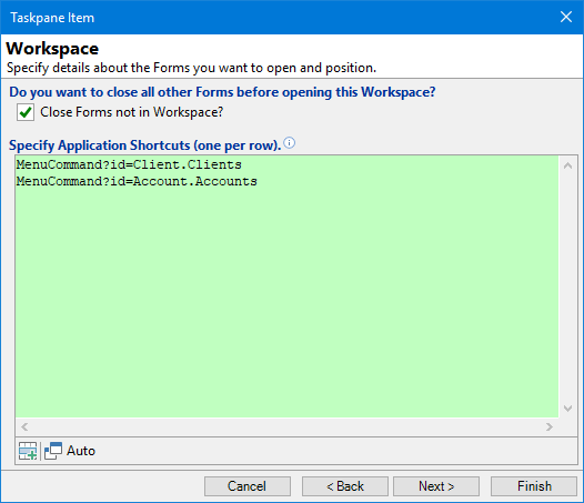 Taskpane - Workspace