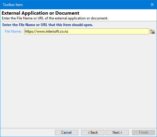 Toolbar - External Application or Document