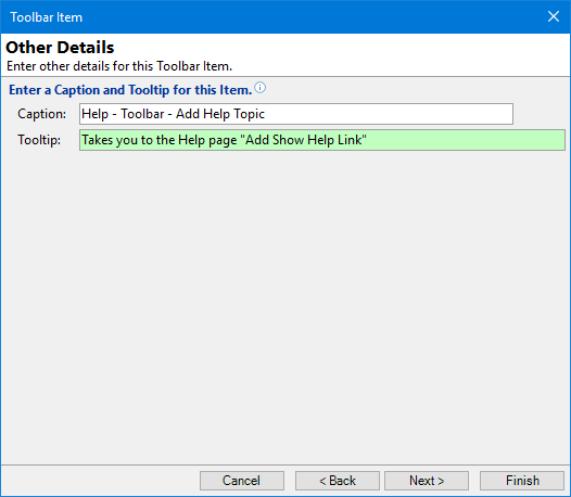 Toolbar - Other Details - Show Help