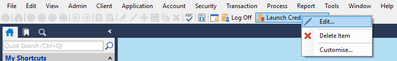 Toolbar  - Right Click - Edit