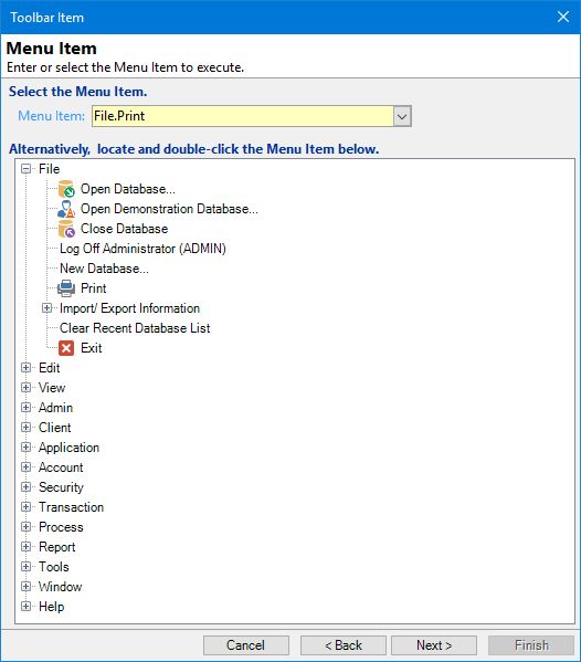 Toolbar - Add Menu Item