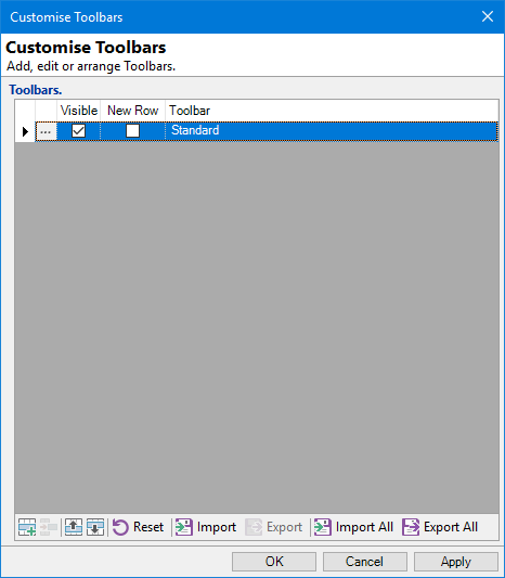 Customise Toolbars