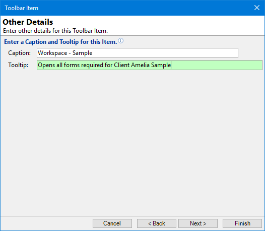 Toolbar - Other Details - Workspace