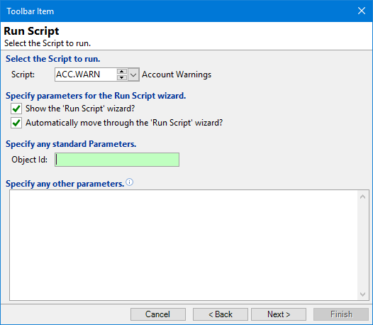 Toolbar - Run a Script