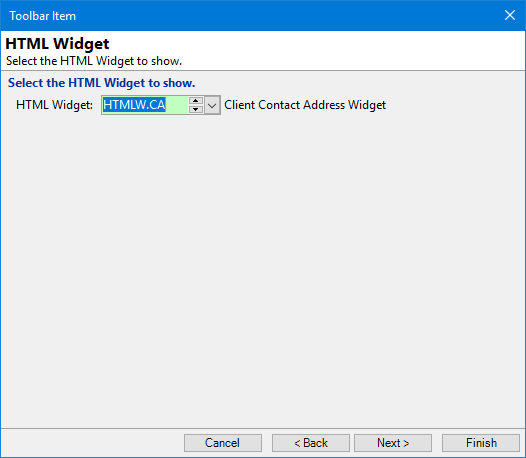 Toolbar - Show an HTML Widget