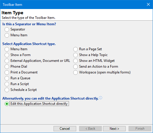 Toolbar Item Wizard