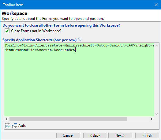 Toolbar - Workspace